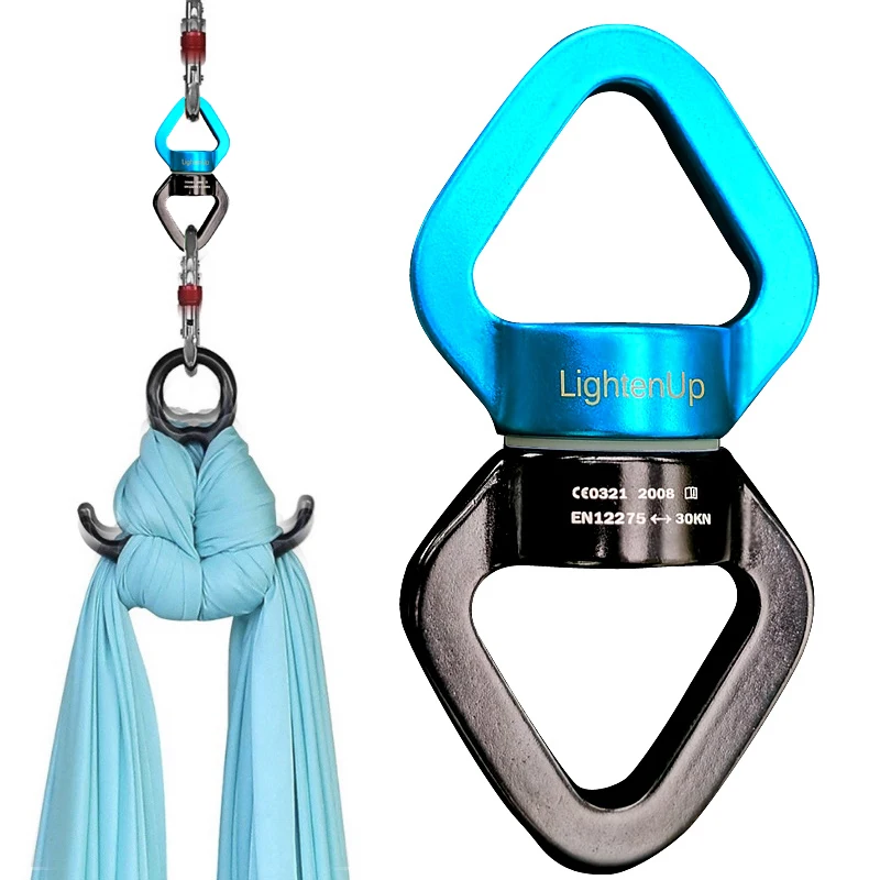 30KN Rock Climbing Swing Swivel Swivelsurvival Gear Aluminum Triangular Rope Swivel Connector Rotation Hammock Yoga Swing Rope