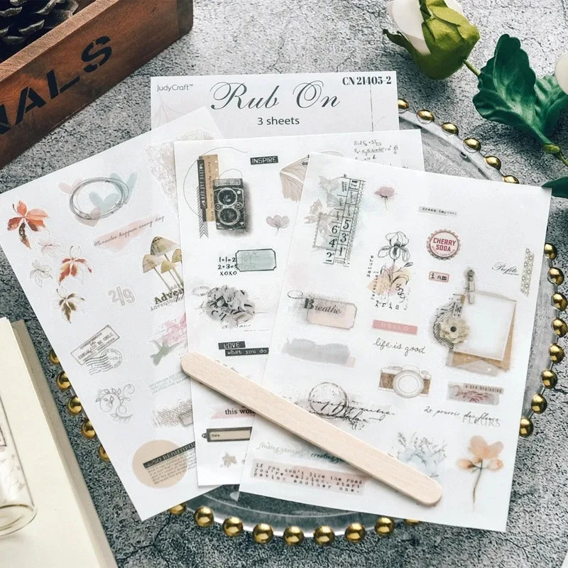 خمر الجمالية سكرابوكينغ فرك على ملصق DIY مجلة نقل ملصقات لمذكرات ألبوم صور الديكور لوازم الحرفية #5