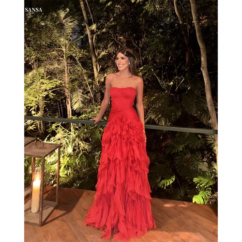 Imagen 1 del producto Sansa-vestido de fiesta de encaje sin tirantes, chal desmontable, vestido de fiesta personalizado, vestidos de noche con cremallera hasta el suelo