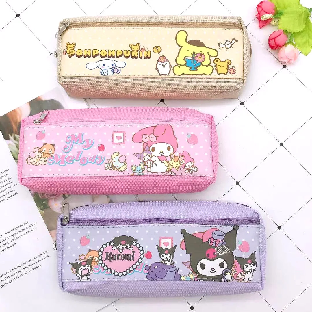 MINISO Hello Kitty Kuromi Pencil Case For Girls Kawaii Cartoon Anime Large Capacity Pen Bag Stationery Pouch School Supplies