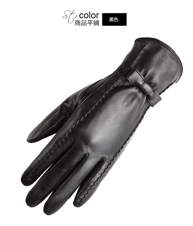 100% High Quality Real Leather Gloves Touch Screen Gloves Women Sheepskin Gloves Thicken Warm Brown Lady Warm Fleece Mittens