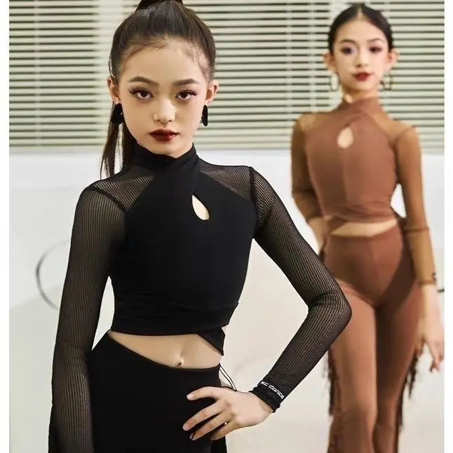 Children Latin Dance Pants Girl National Standard Dance Tassel Pants Set Training Outfit Kid Performance Competition Costumes