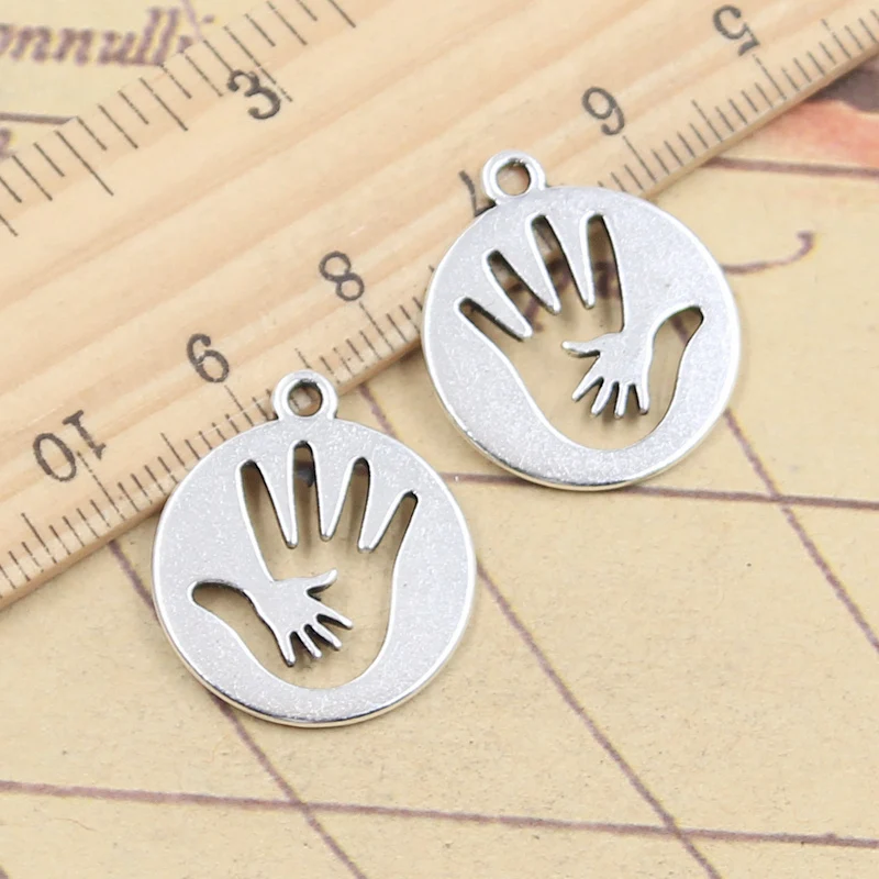 10pcs Charms Maternal Love Mother Palm Baby Hand 23x20mm Tibetan Silver Color Pendants Antique Jewelry Making DIY Handmade Craft