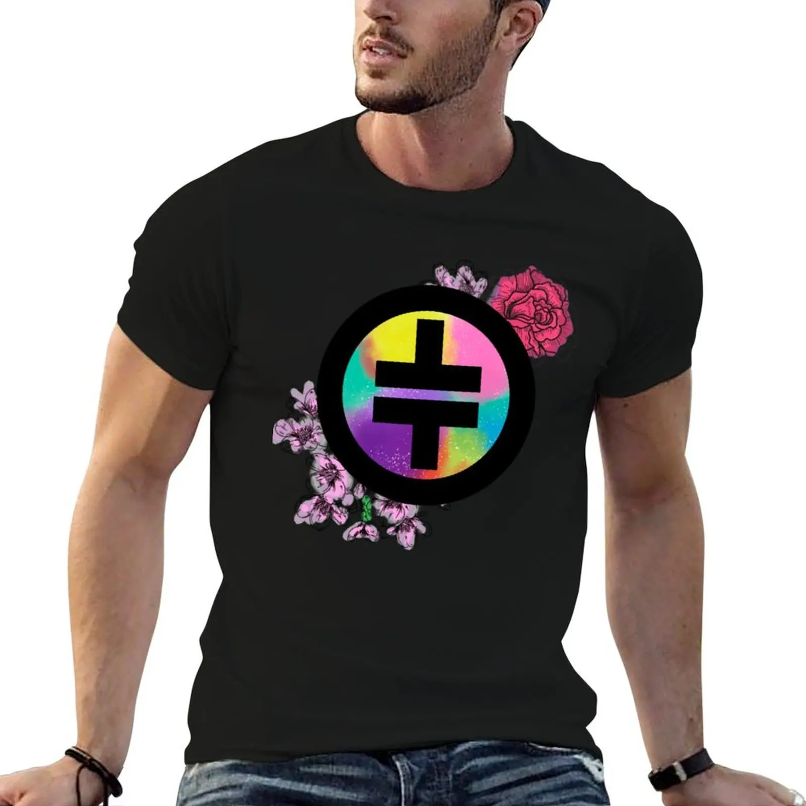 Take That - Colorful Symbol + Floral Classic T-Shirt Clothing blue archive mens graphic t-shirts