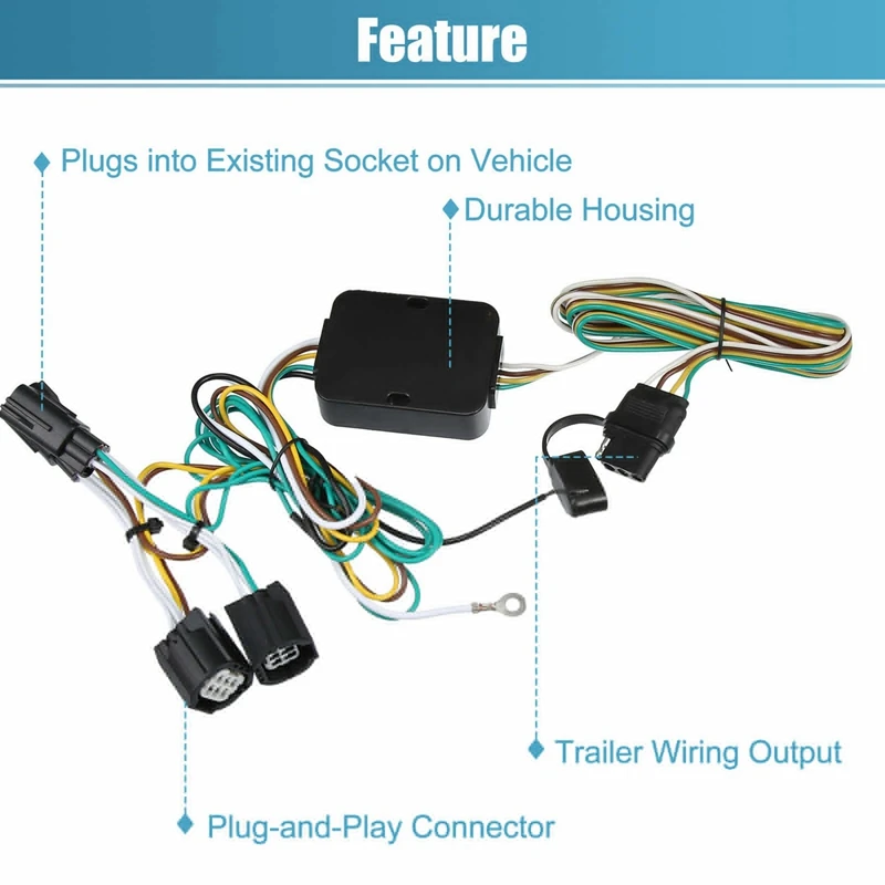 

4 Way Trailer Wiring Harness Connector Plug 56331 118534 ABS As Shown For Chrysler Town & Country 2011-2016