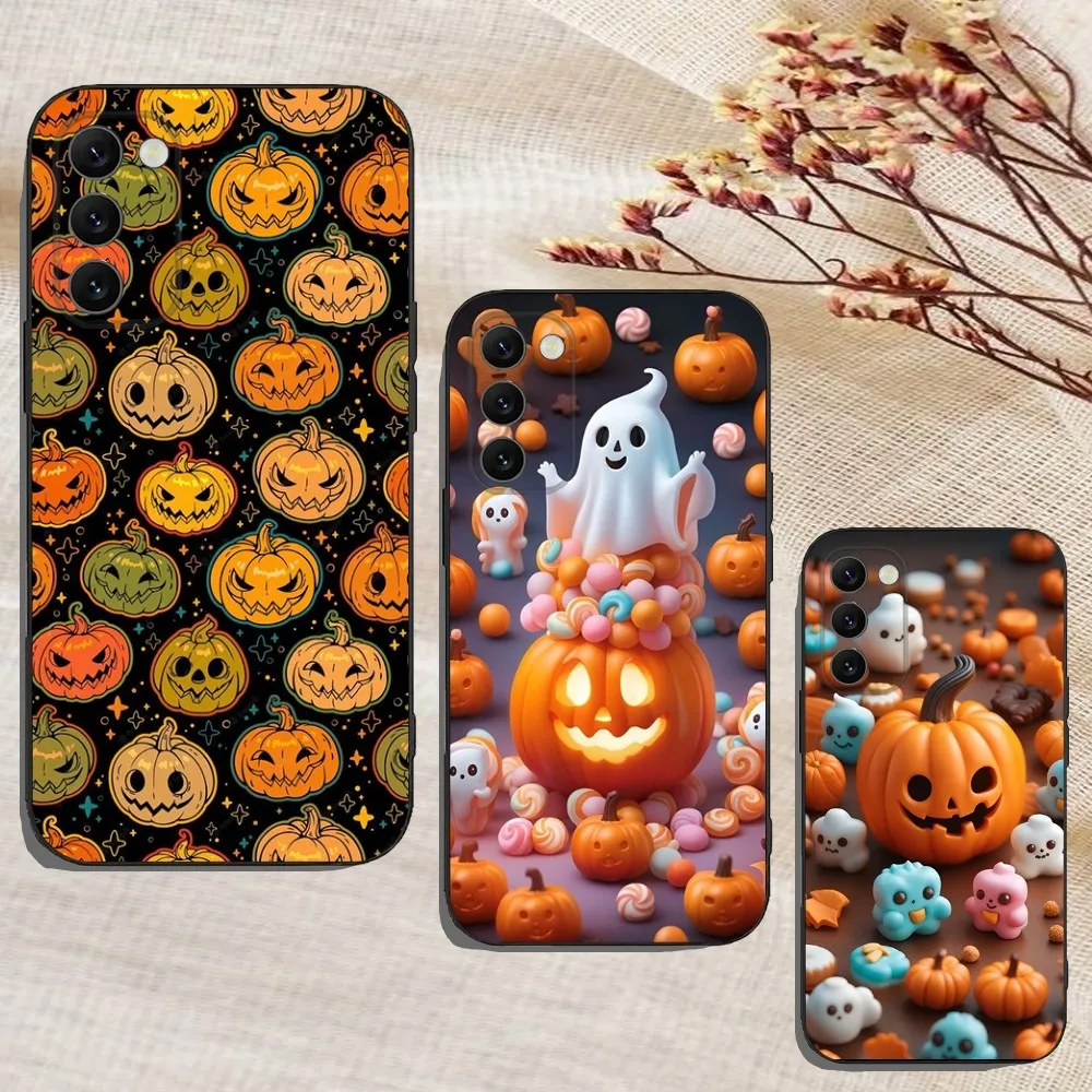 October Halloween Spooky Ghost Phone Case For Samsung Galaxy A13,A21s,A22,A31,A32,A52,A53,A71,A80,A91 Soft Black Cover