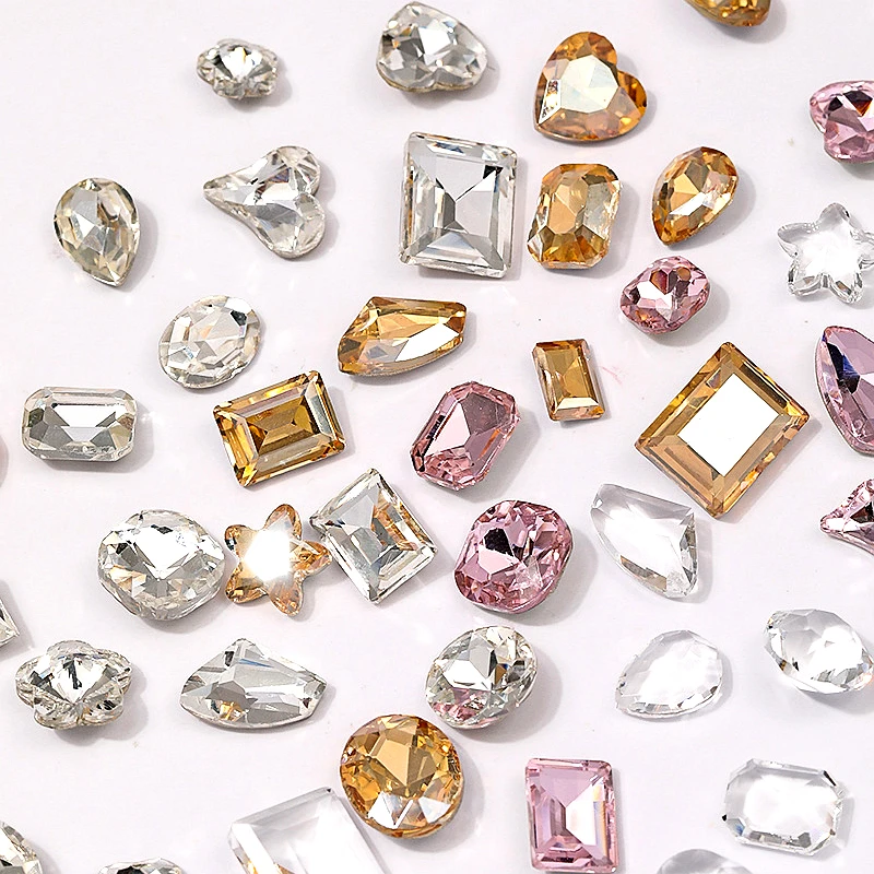 

50PCS Mixed Shape Pointed Back 3D Crystal Nail Art Rhinestone Diamond Jewelry Accessories For Nails Decoration Manicure Supplies