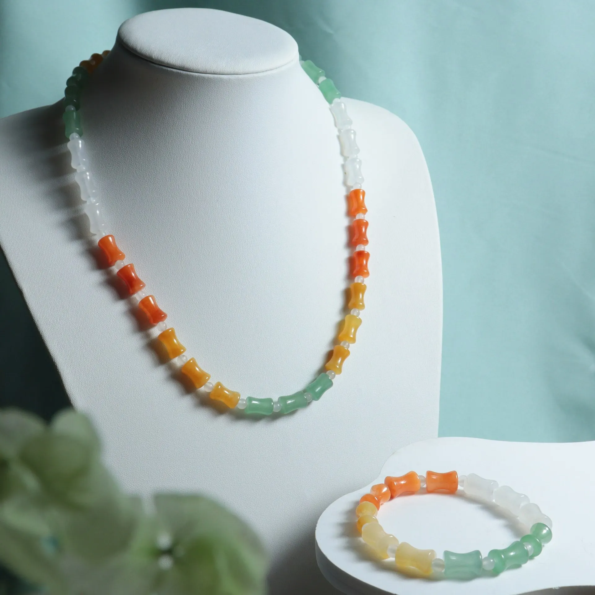

Color Bamboo Jade Bracelet Necklace Popular Simple Couple Girlfriend Versatile