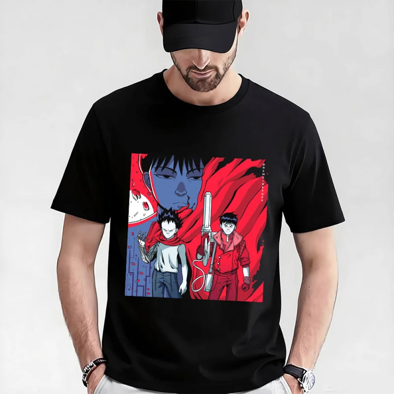 

0325 Otomo Akira Anime T Shirt Cyberpunk Manga City explosion Graphic clothes cyber mecha Neo-Tokyo Streetwear All size tops