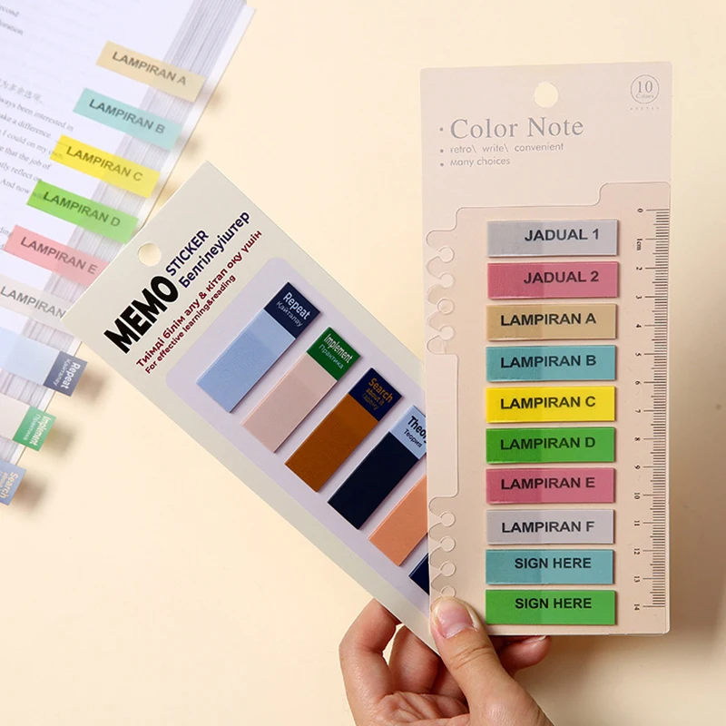 200 lembar tablet berperekat warna-warni catatan tempel ankle penanda dapat ditulis kertas tab kalender transparan Label penanda