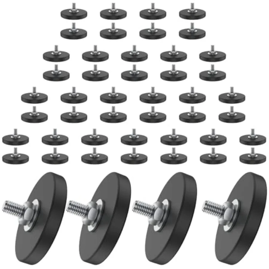 

48 Pack Rubber Coated Magnets M6 Rock Light Magnets 1.69 Inch Mounting Magnet Thread Stud Magnetic Anti-Scratch Strong for Rock