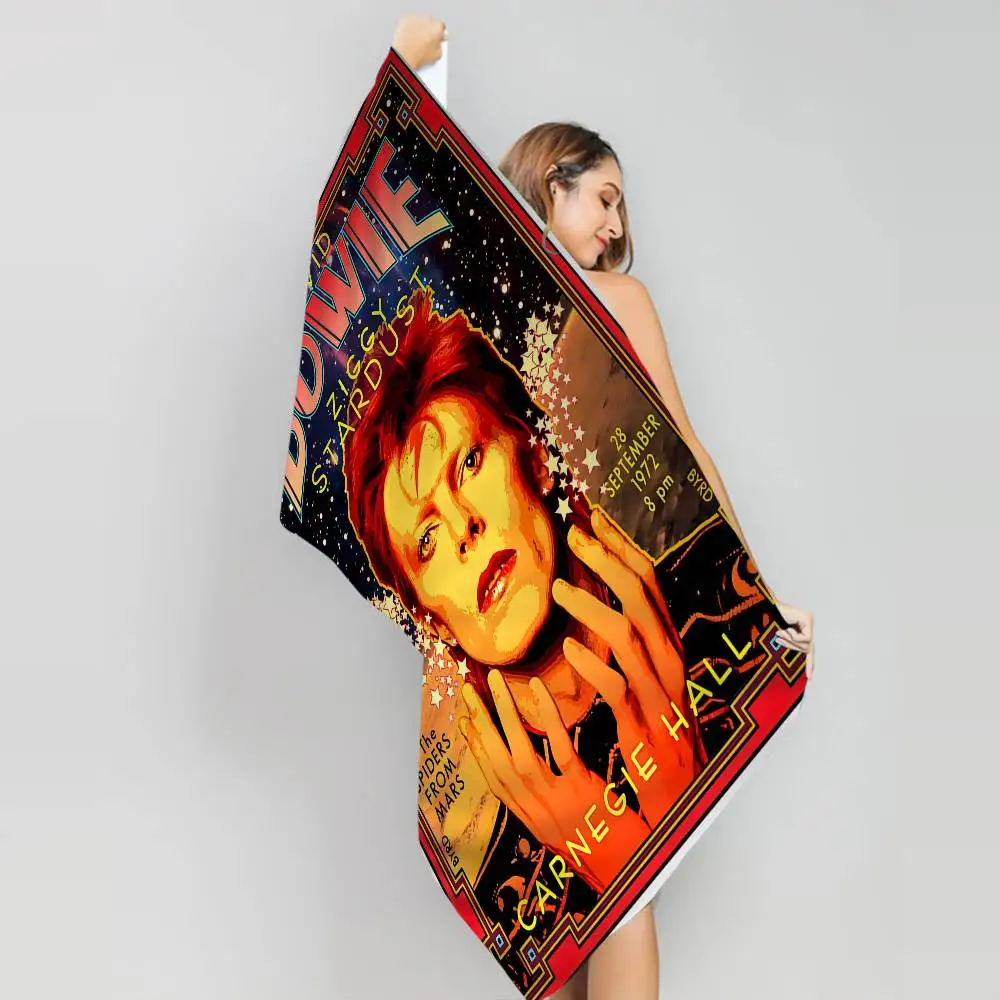 Retro Singer D-David B-Bowie Microfiber Printed Beach Towel Mountain Climbing Yoga Beach Swimming Running Absorbent Soft Towel
