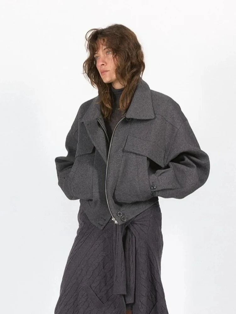 Women 100% Wool Jacket Fashion Thick Real Fox Fur Coat New Autumn Winter Clothes Female Short Natural Fur Woolen Overcoat