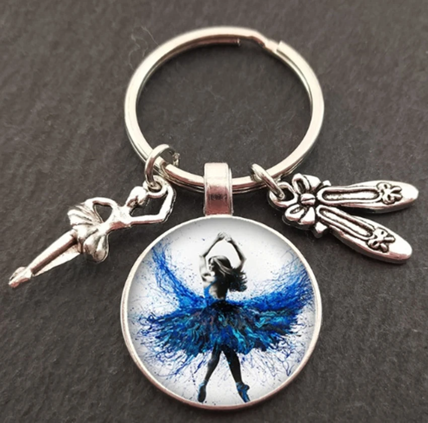 Ballerina rysunek sylwetka brelok balet szklany wisiorek wisiorek, breloczek prezenty dla zakochanych konfigurowalny — zdjęcie 7