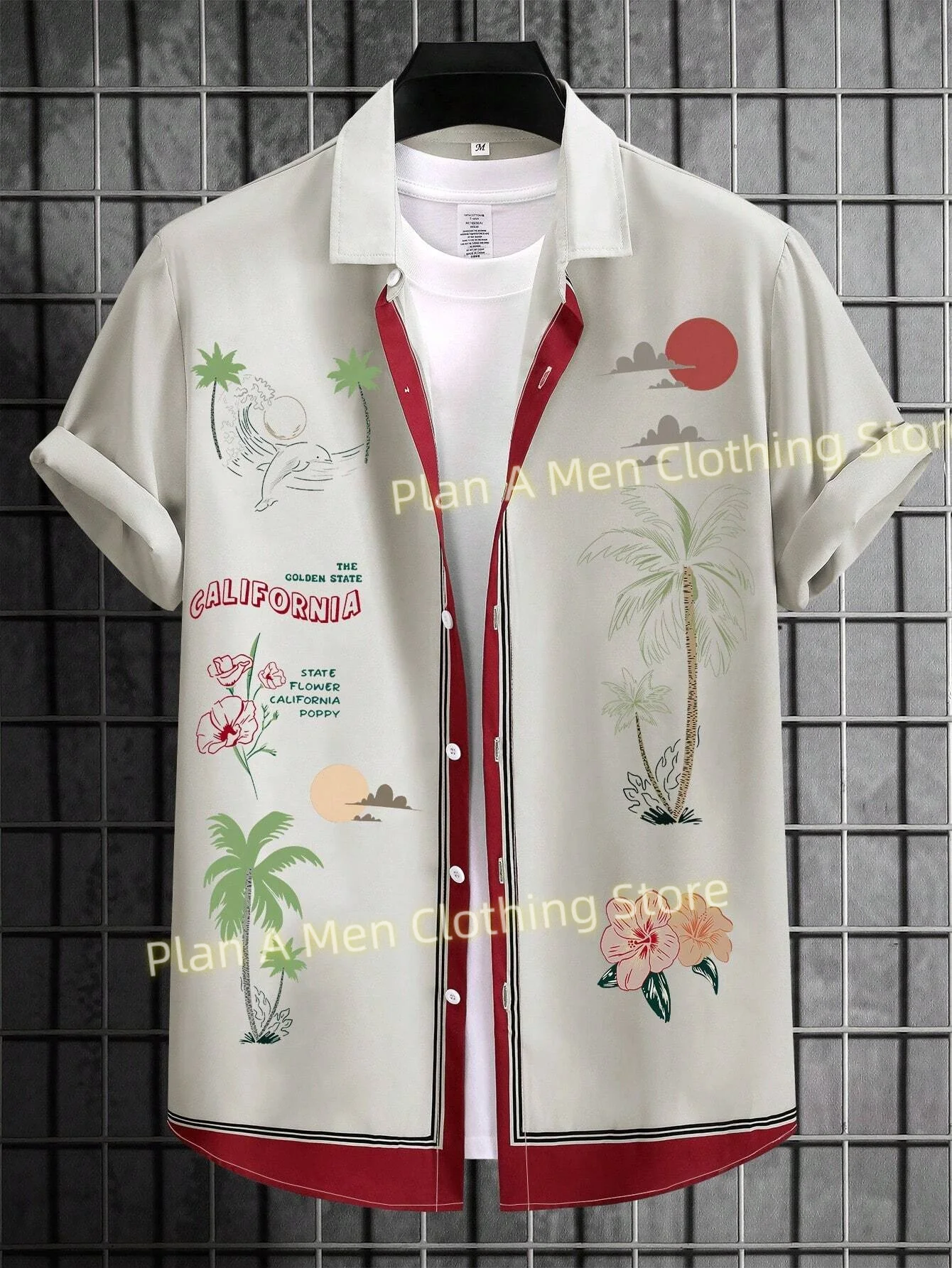 Camisa de hombre con diseño de flor de árbol de coco, camisa de manga corta, camisa hawaiana de verano, ropa de moda para hombre, camisas informales de gran tamaño