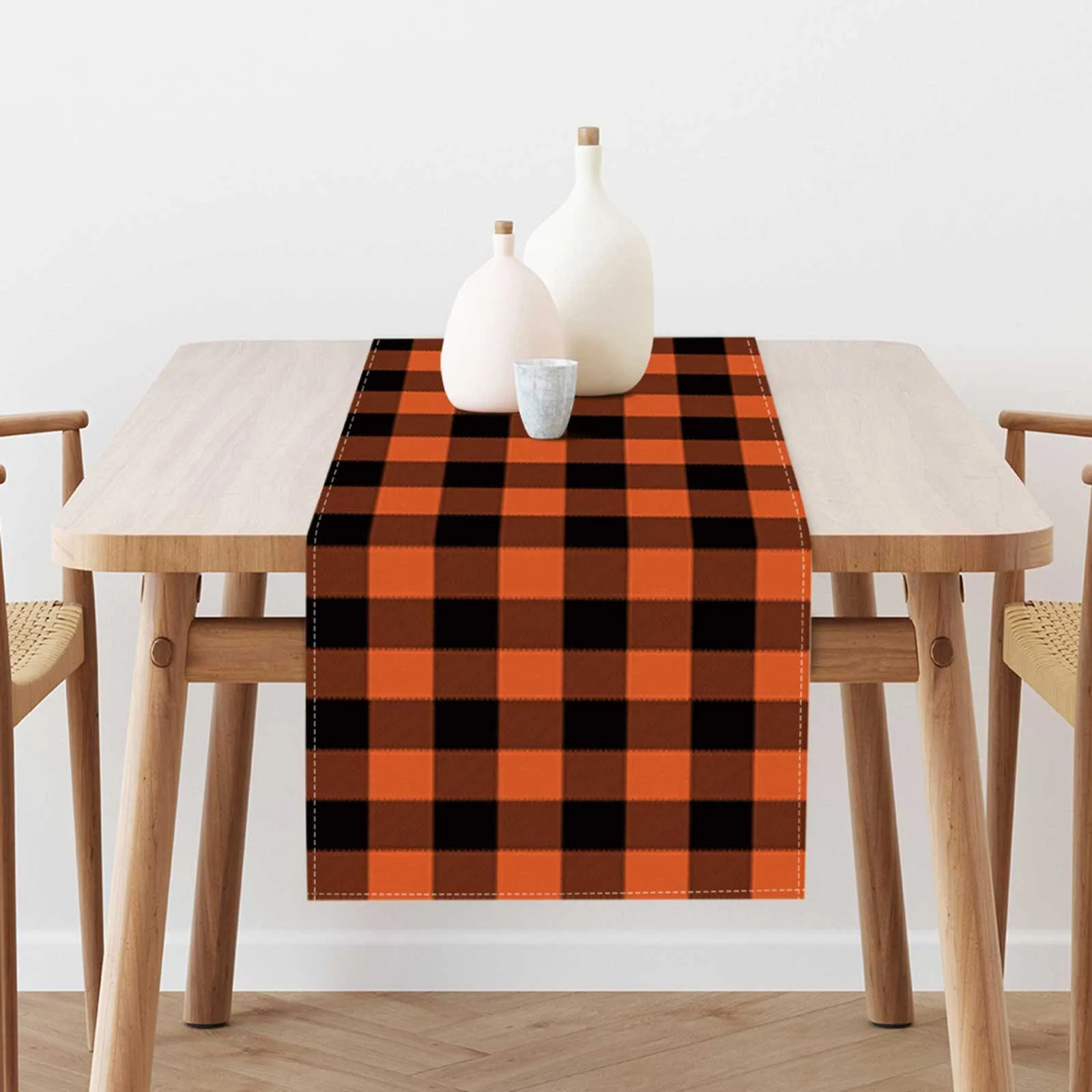 

Table Flag Orange And Black Stripes Check Home Decoration Table Flag Linen Print Living Room Table Table Table Fall Table Small