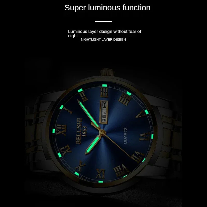 

Лидер продаж, новые часы, мужские кварцевые часы, автоматические водонепроницаемые часы с ремешком из нержавеющей стали, студенческие трендовые мужские часы