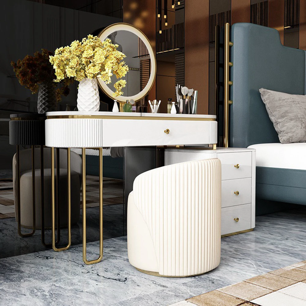 # # Bedroom Modern Contracted Light Luxury Dressing Maquillaje Table Makeup Vanity White Vanity Dresser Table