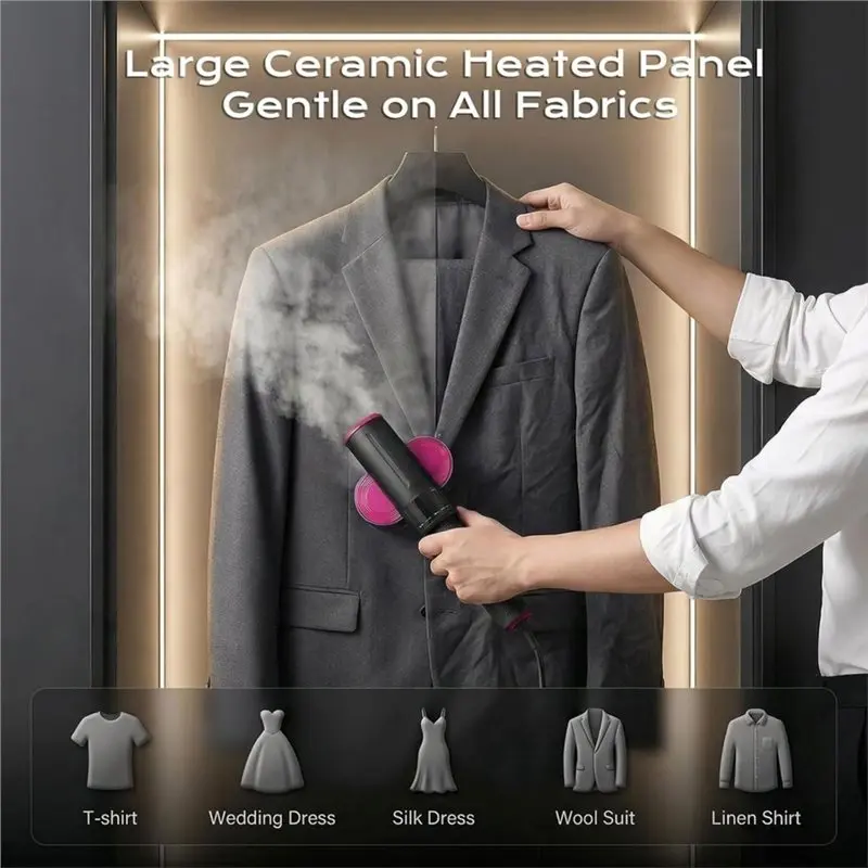 AC39-Travel Steamer& Iron 1200W Portable 2 In 1, Large Heat Panel With 90° Rotatable Head, Eu Plug For Clothes