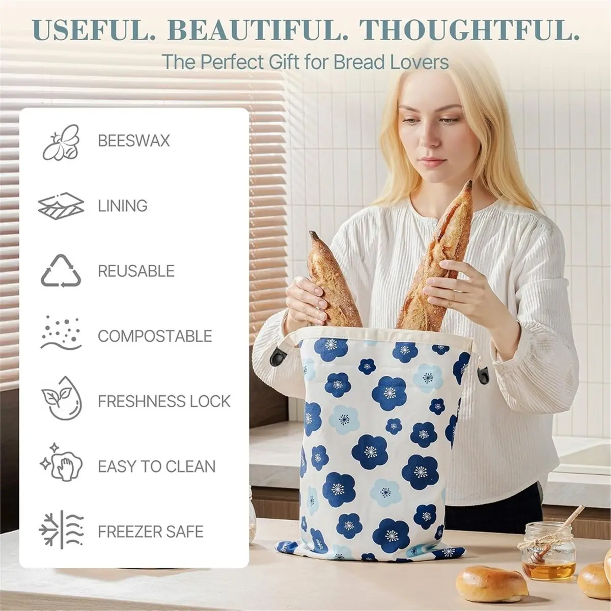 2026 New Tool 1set/2pcs Beeswax Bread Bags for Homemade Bread and Sourdough, with Zipper,-Safe Bread Bags