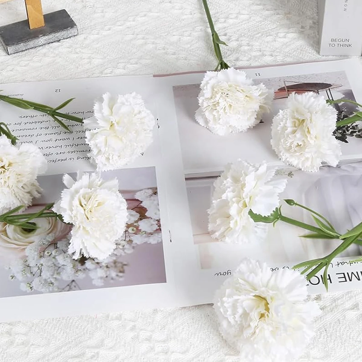 5/10 Stück Künstliche Blumen Seiden-Nelken für Zuhause, Tisch, Hochzeit, Brautstrauß, Festdekoration, Garten, DIY-Geschenk – Detail 2