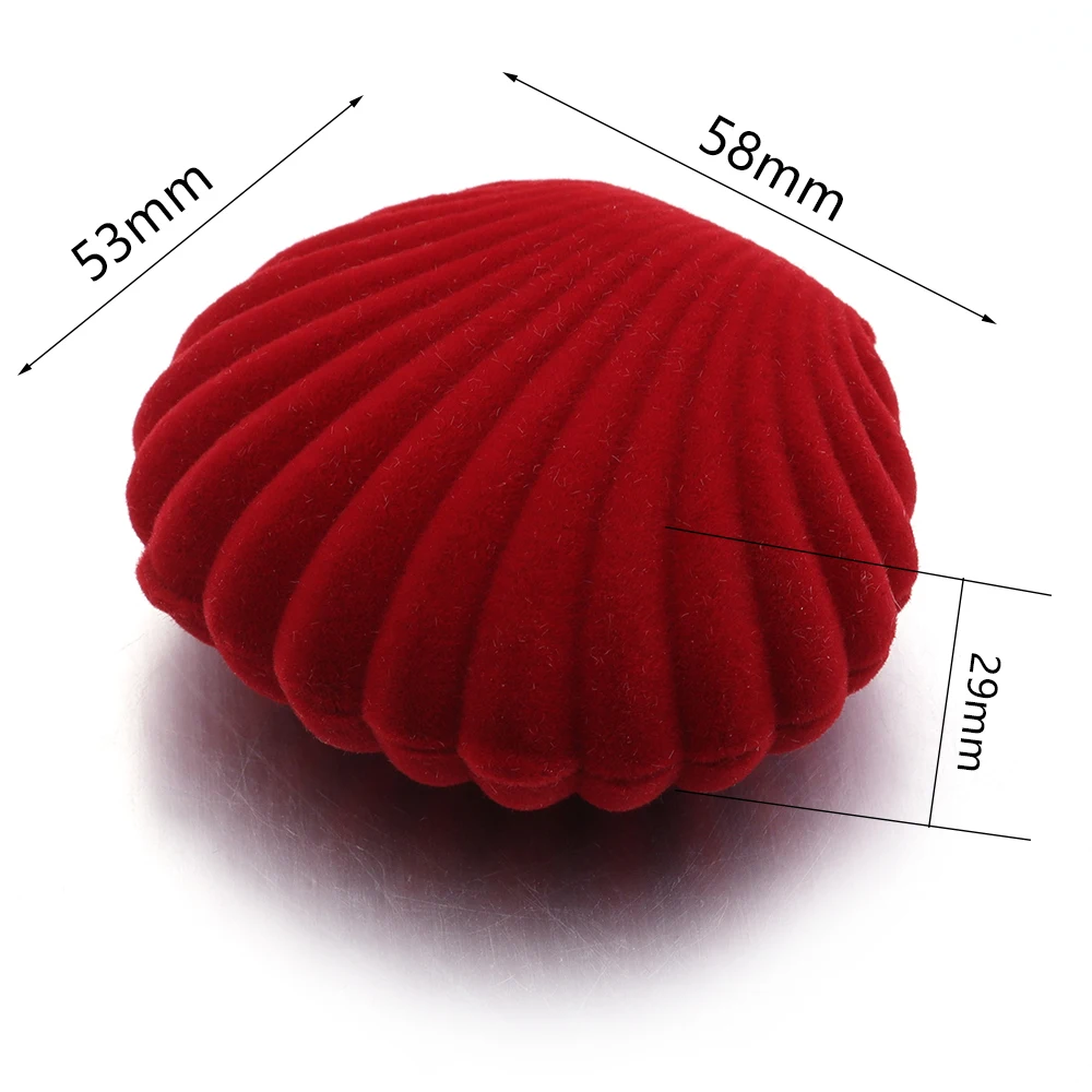 1 قطعة جميلة شل شكل المخملية صندوق مجوهرات قلادة أقراط قلادة صندوق تخزين لهدايا حفل الزفاف حامل الصندوق العرض