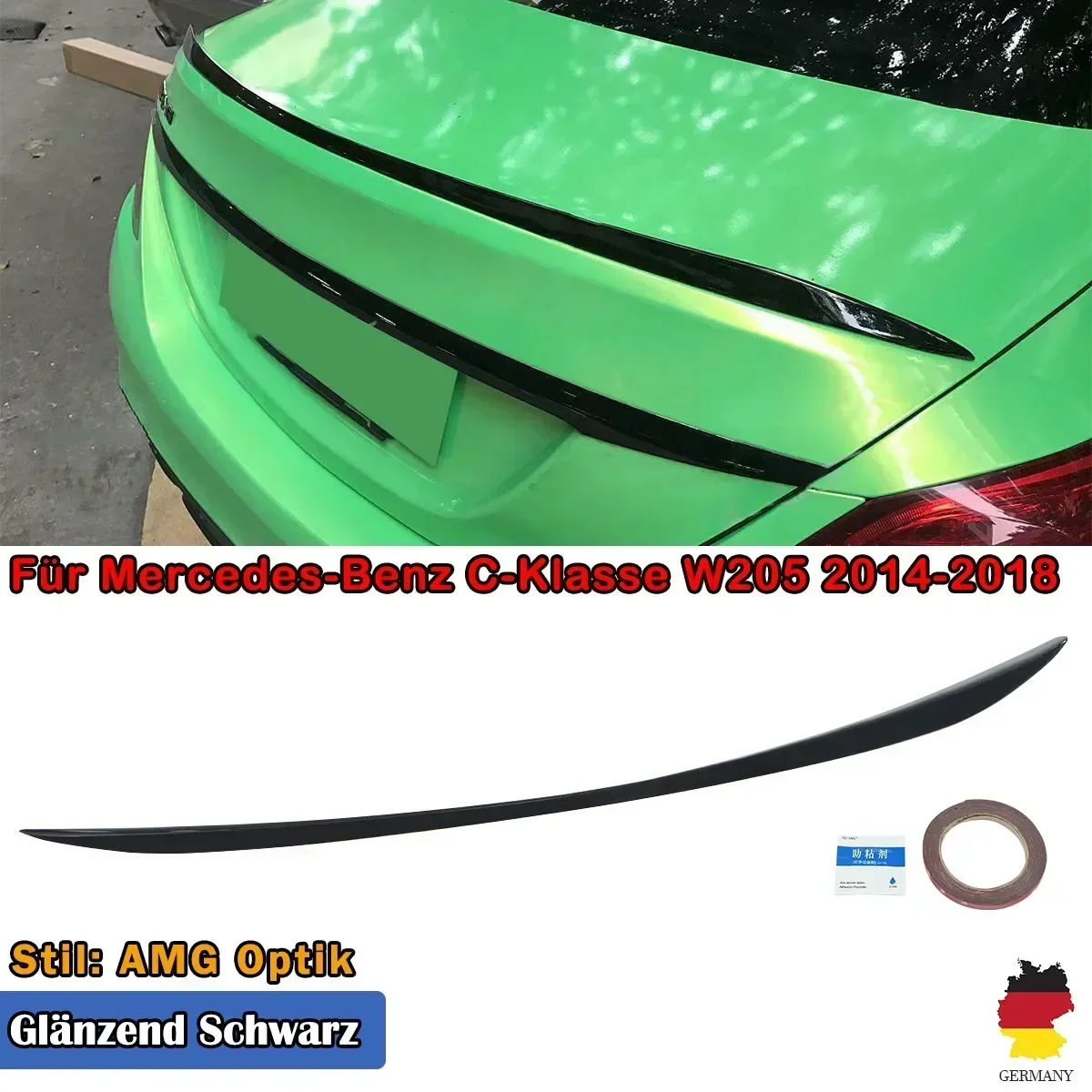 MAGICKIT For Mercedes Benz W205 C-class 2014 2015 2016 2017 2018 2019 Rear Spoiler ABS Material  Car Tail Wing Decoration