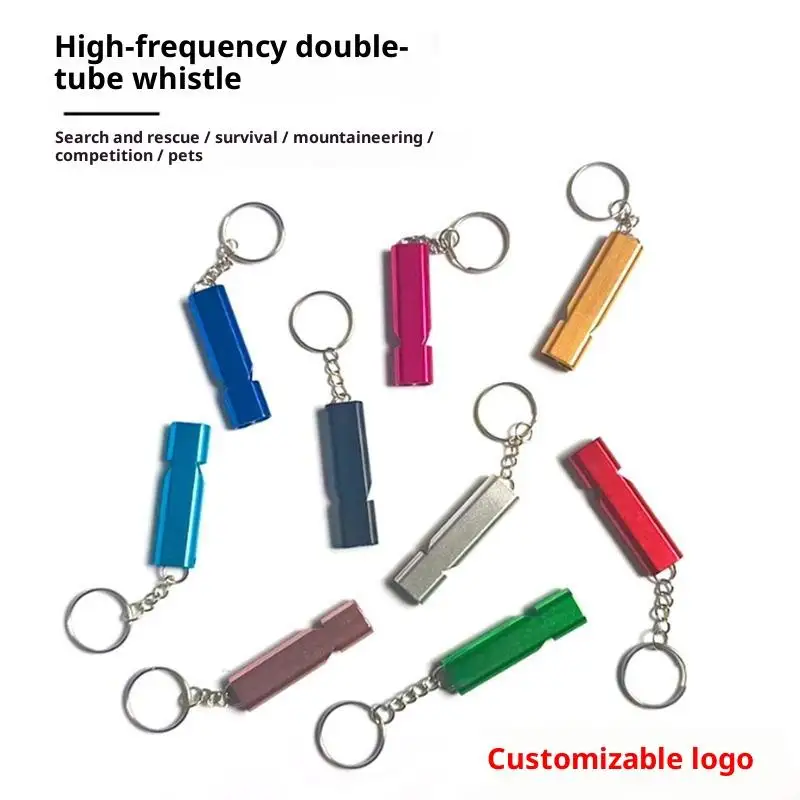 New Dual Frequency Survival Whistle Flat Metal Whistle For Outdoor Hiking Climbing Emergence Whistle Cheerleading Souvenirs