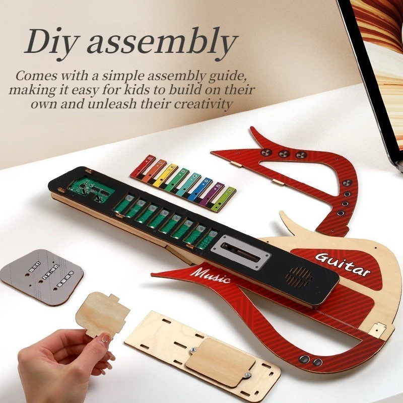 Holz DIY E-Gitarre Kits Spielzeug Kinder Spielen Gitarre Material Kit Selbst Montage Pädagogische Musikinstrumente Kinder Geschenke