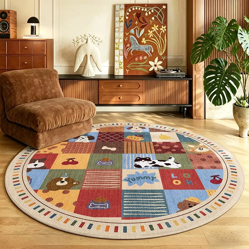 Round Living Room Rug Cartoon Anime Dopamine Carpet Stain-resistant Dirt-resistant Floor Mat Large Size Home Decoration Rugs 양탄자