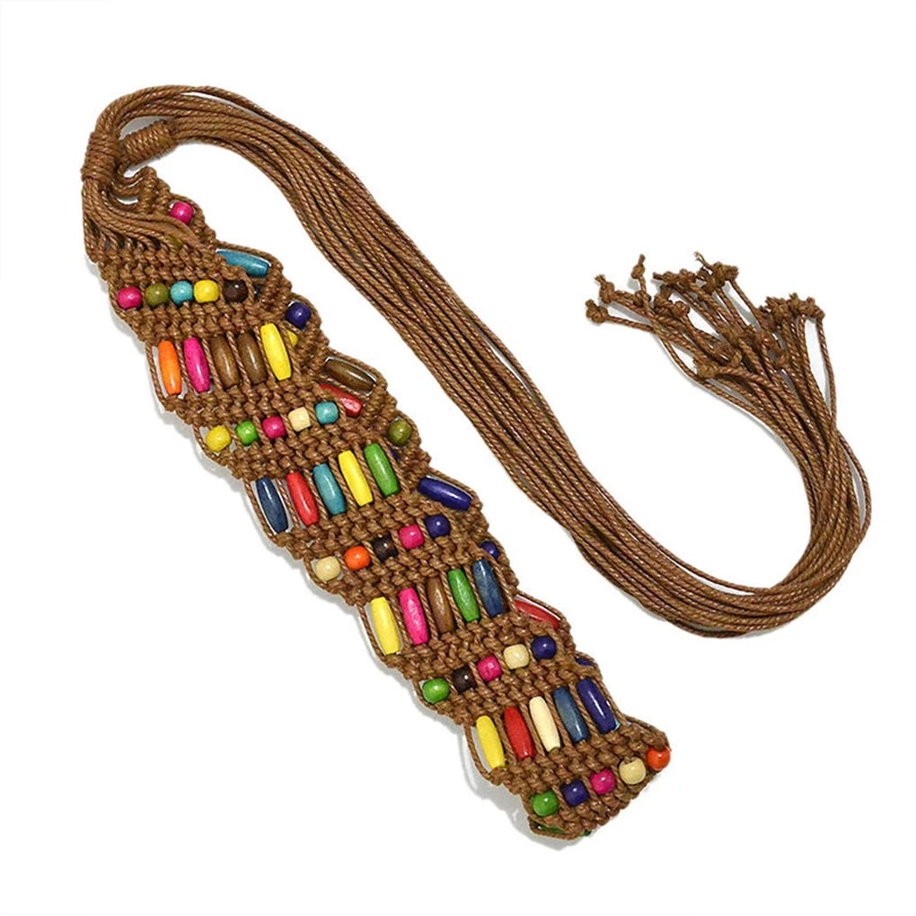 Women Waist Belts Bohemian Style Braided Strap with Tassel Waistband Dress