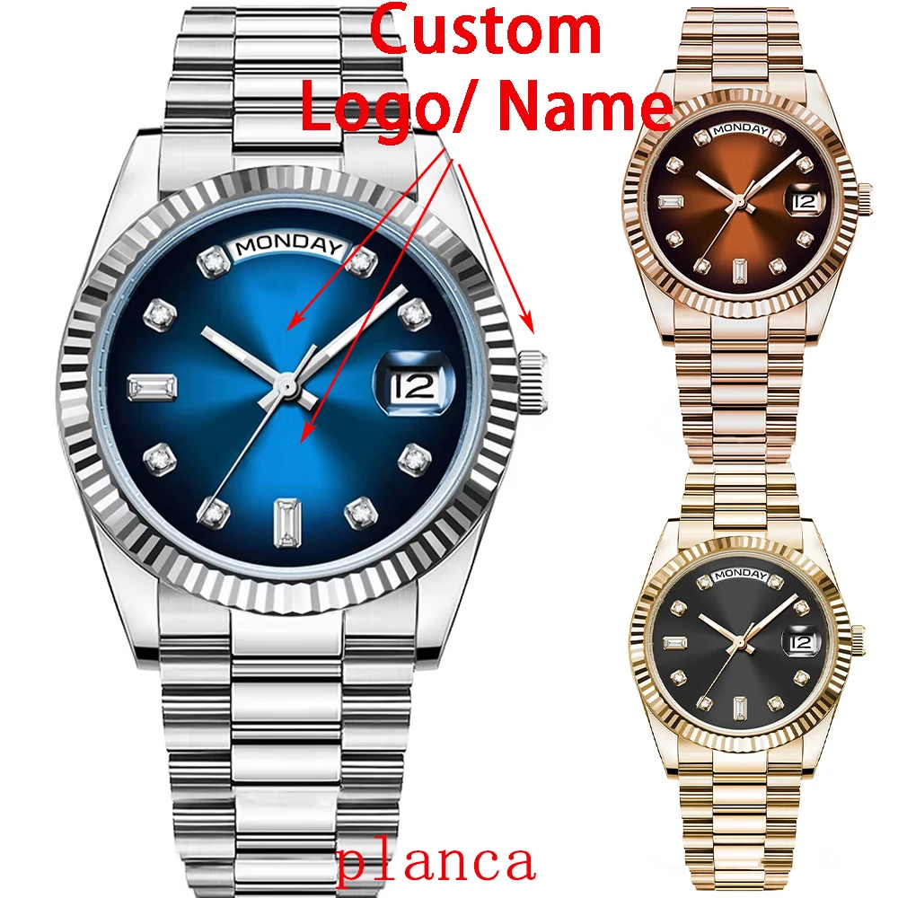 นาฬิกาข้อมืออัตโนมัติหรูหราขนาด 36 มม. สำหรับผู้ชาย ระดับธุรกิจ คุณภาพสูง กันน้ำ พร้อมฟังก์ชันเรืองแสงและแสดงปฏิทิน