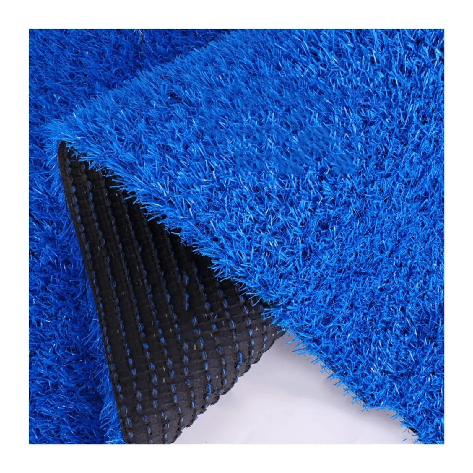 Outdoor Carpet, Indoor Outdoor 3cm Thick Turf, Blue Artificial Grass Turf Runner Rug with Drain Holes for Playgrounds