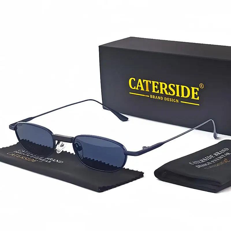 CATERSIDE Polarisierte kleine Sonnenbrille für Herren, rechteckig, Punk-Markendesign, Sonnenbrille für Damen, zum Fahren, für Partys, Urlaub, Geschenke – Detail 5