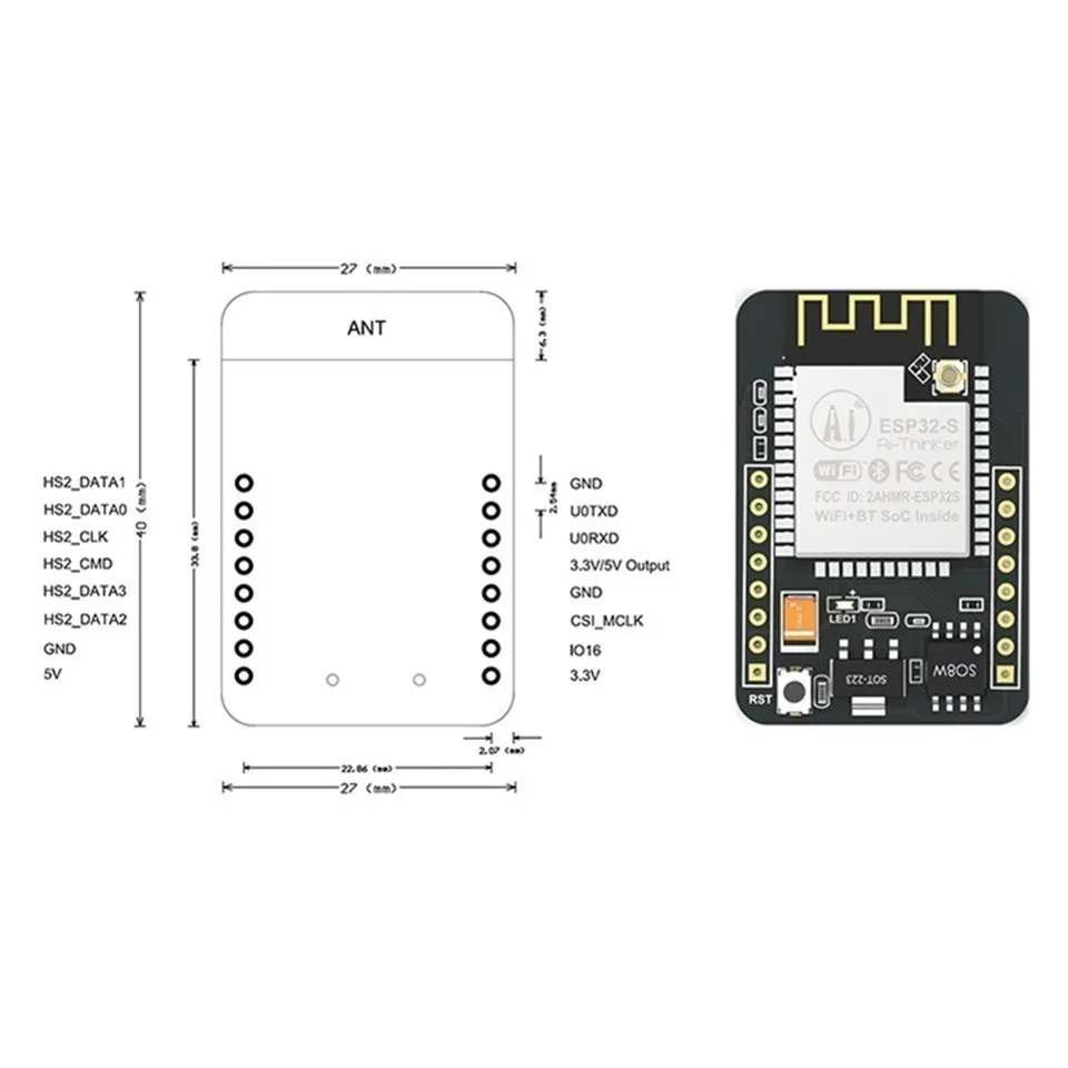 1 Stück ESP32-CAM WiFi-Modul ESP32 Seriell-zu-WiFi ESP32 CAM Entwicklungsboard 5V für Bluetooth mit OV3660 Kameramodul – Detail 11