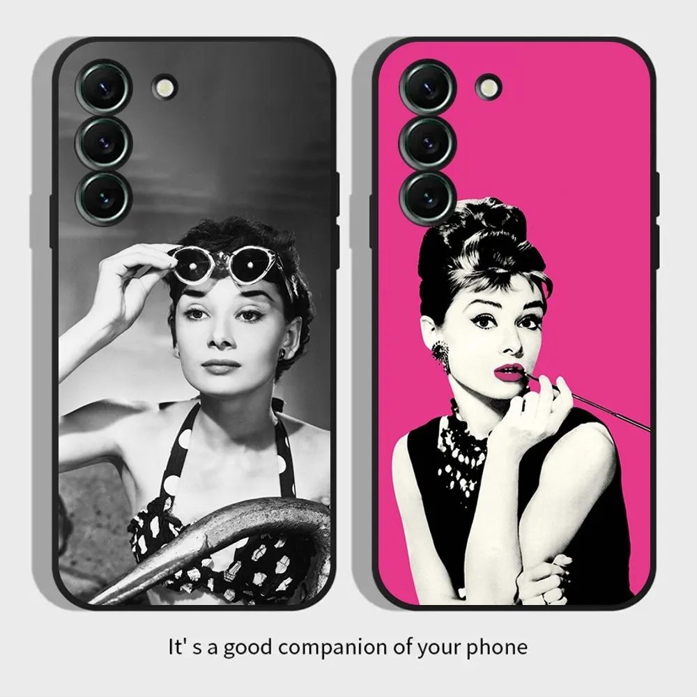 A-Audrey H-Hepburn Phone Case for SamsungS24,S23,S22,S21,S20 Ultra Pro S10,S30Plus,20 Ultra Black Cover