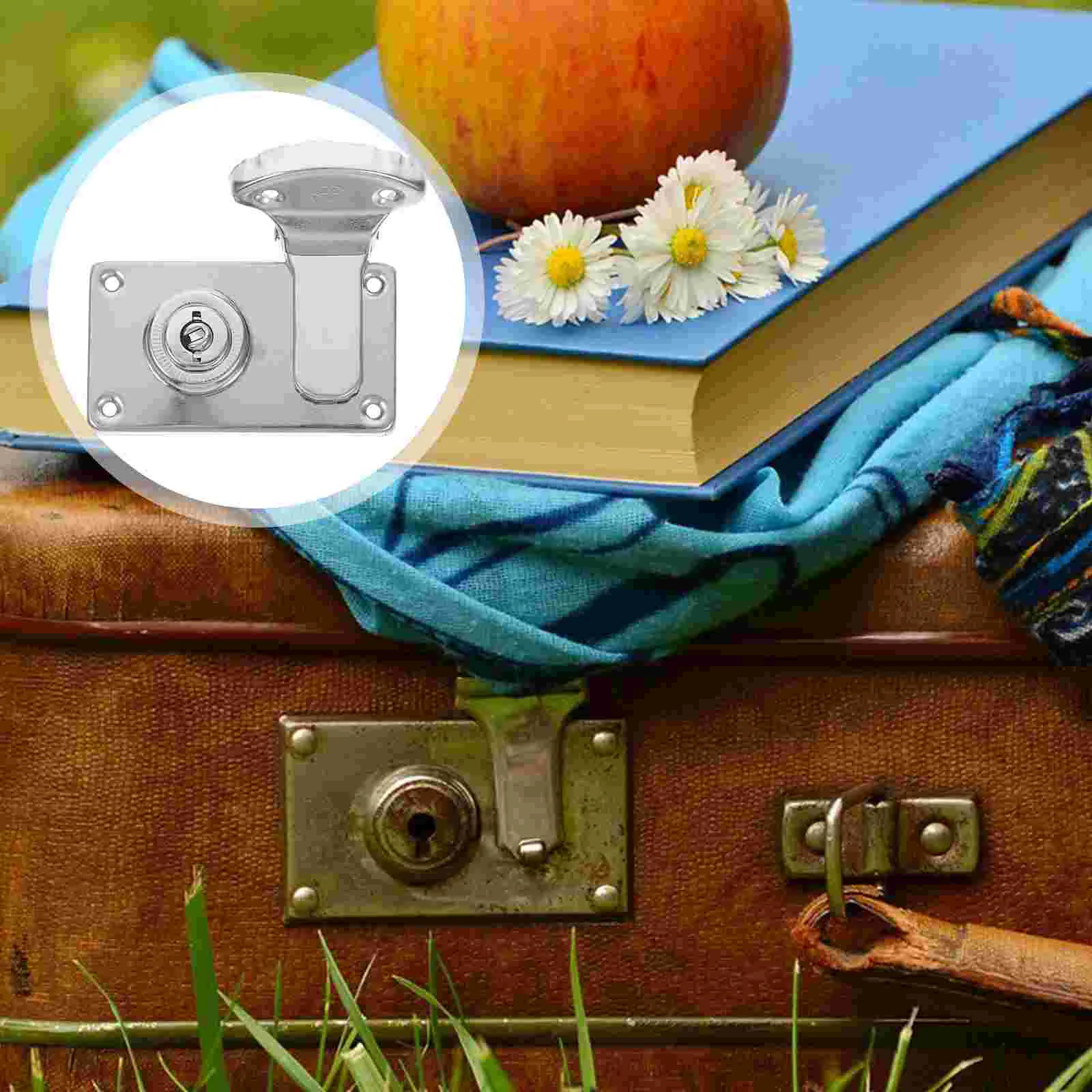 

2 Pcs Suitcase Locks Key Travel Cabinet Iron Padlock Hasp Vintage Latch Brass Furniture Security Lightweight