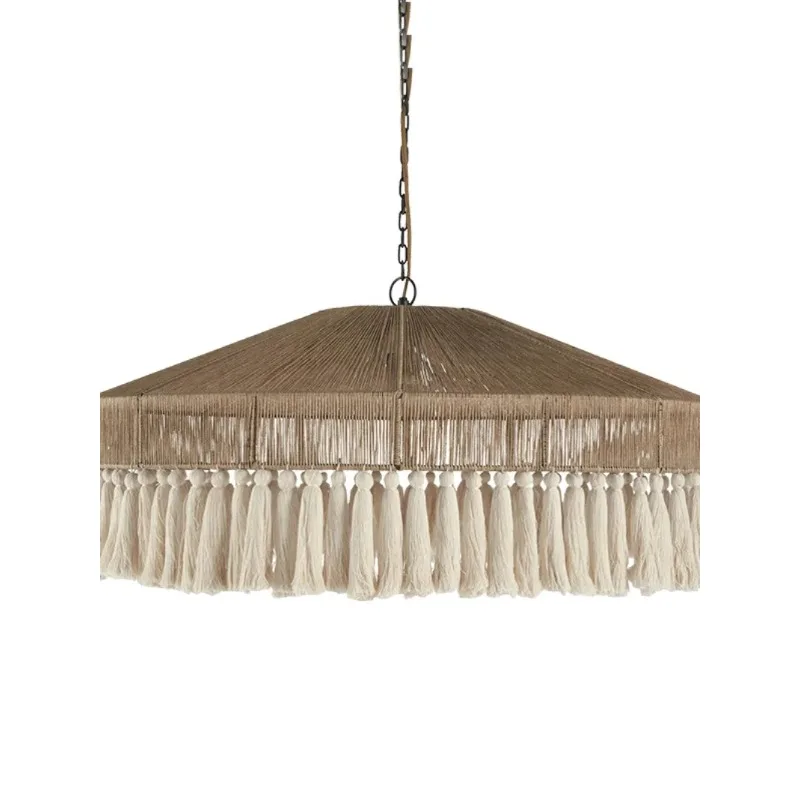 Japanese Retro Hemp Rope Tassel Pendant Lamp Creative Bedroom Restaurant Living Room Study Teahouse Chandelier Lighting Fixtures