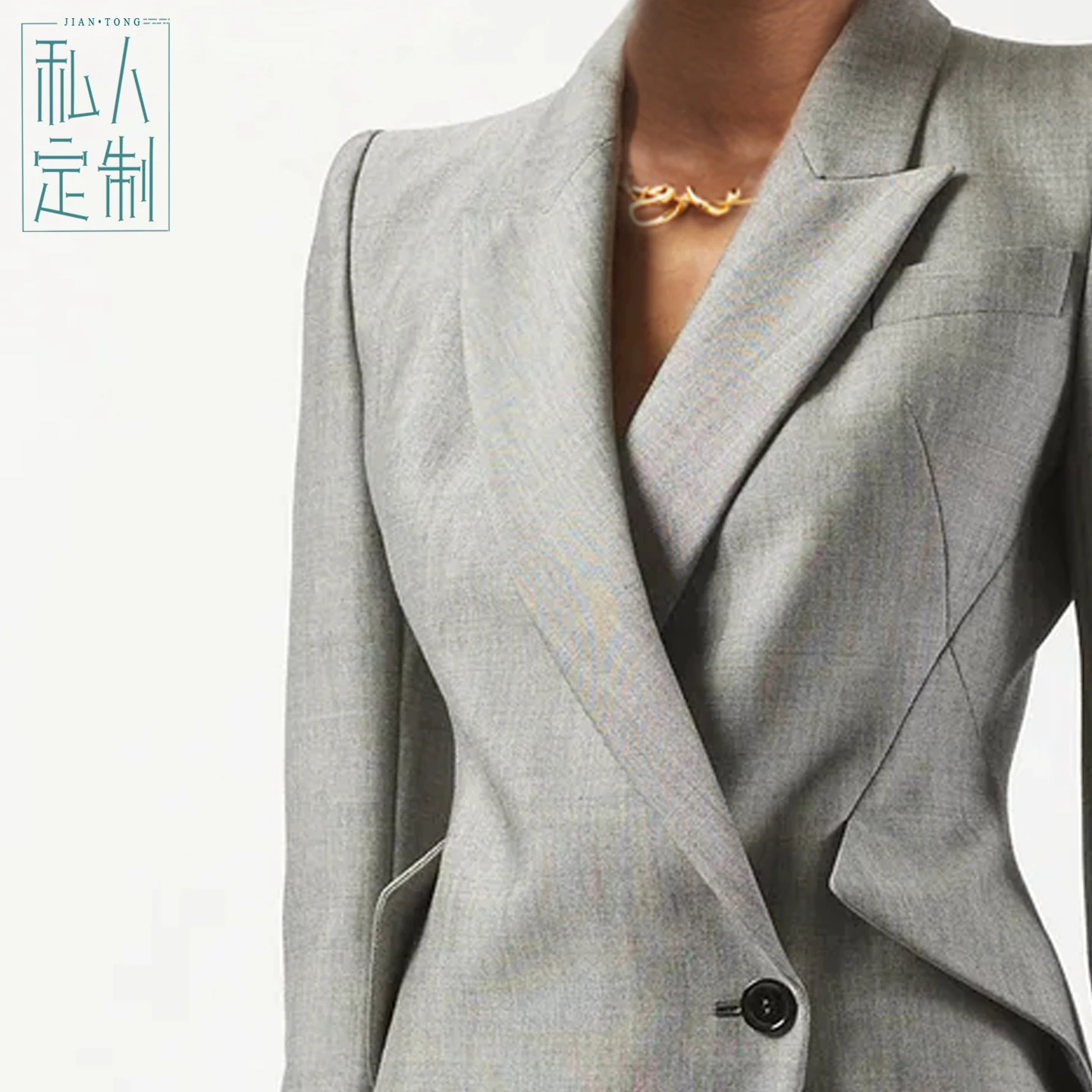 Allingentle رمادي المرأة 2 قطعة مجموعة بدلة عمل أنيقة الذروة التلبيب السترة Pantsuit مجموعة للحزب مكتب وتتسابق تخصيص #4