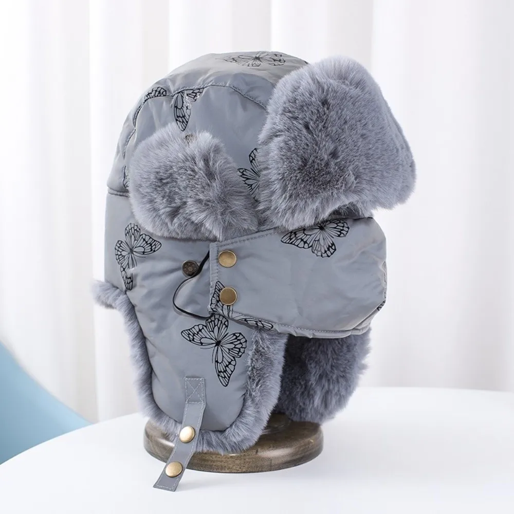 New Faux Fur Lining Warm Trapper Hat With Facemask Waterproof Earflap Hat Night Reflective Bomber Hat Cycling