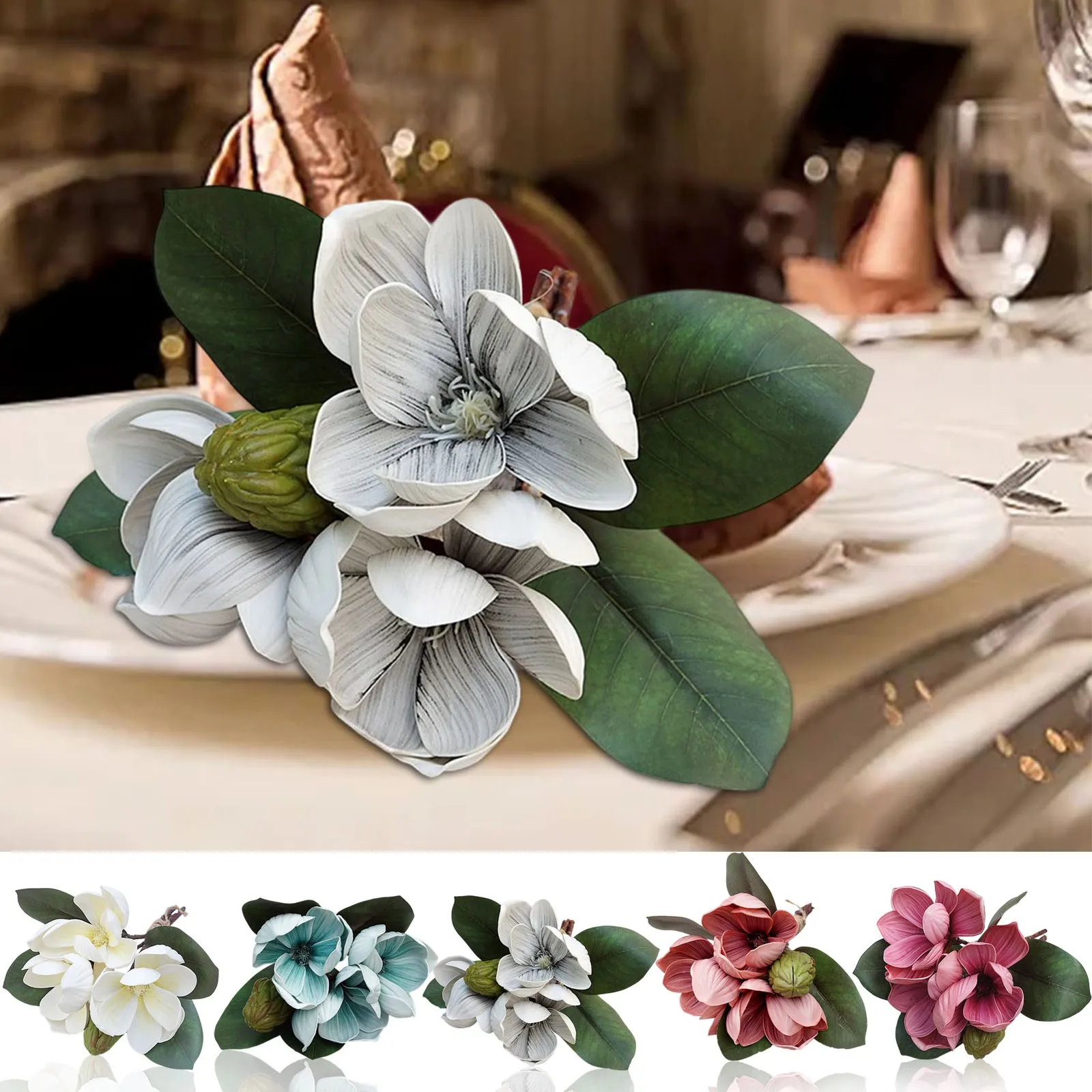 Artificial Bouquet Of Artificial Magnolia Orchid Branches Fake Flower Arrangement Wedding Decoration Christmas Home Decoration