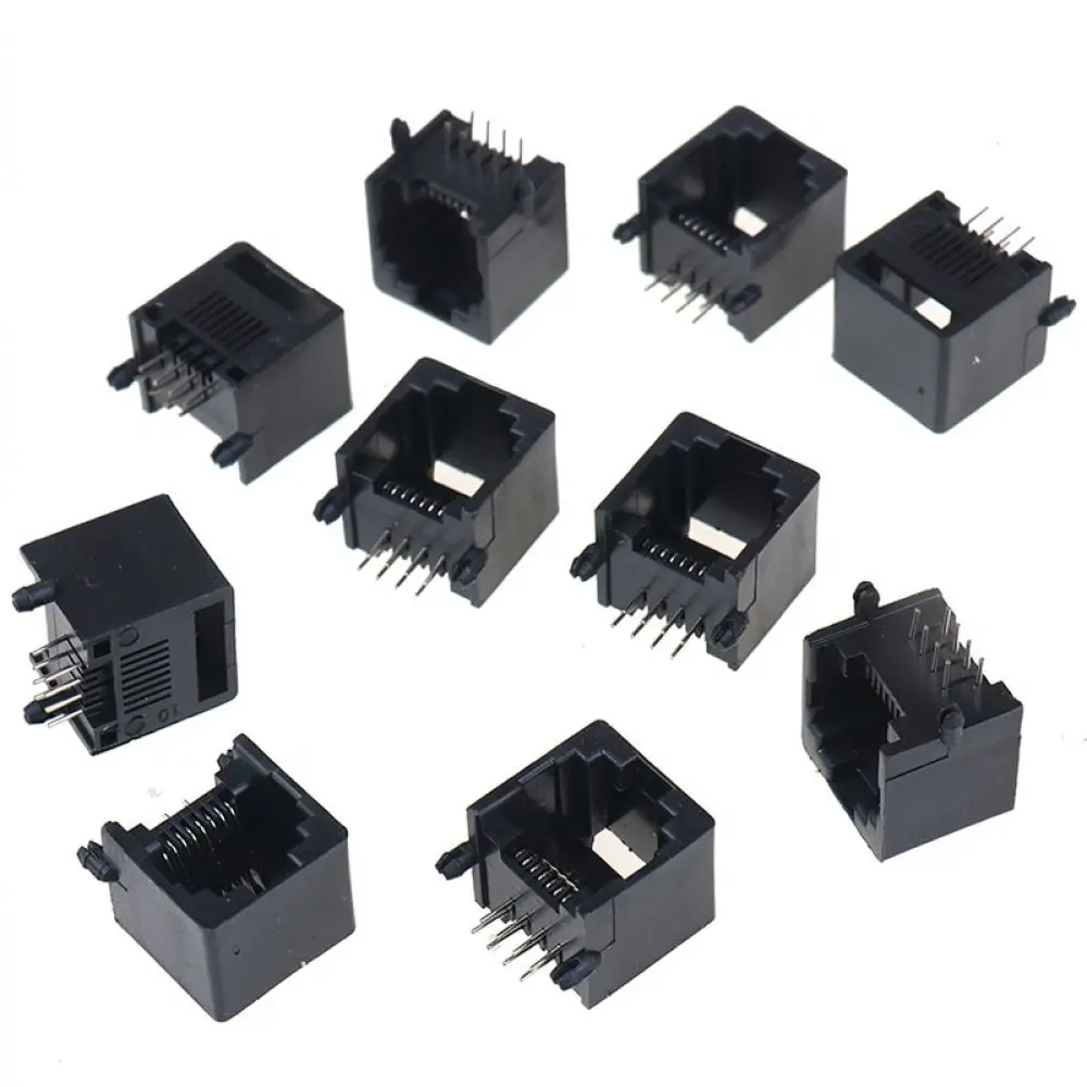 Gray 8P8C Modular Socket RJ11 RJ45 Jack Network Connector Telephone Port Wall Outlet Ethernet Signal Interface Device