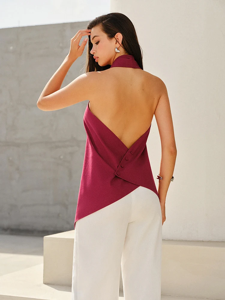 Eenkcos Sexy Purple Red Cross Ne Bal Tank Top Women's Slim Fit Mid-Length Outerwear Summer New Design Hanging Ne