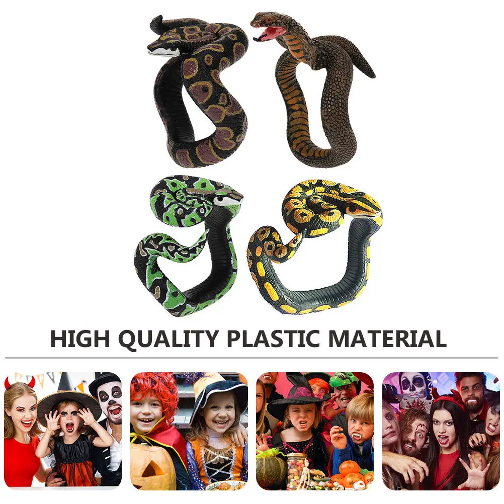 

4Pcs Artificial Snake Bracelet Creepy Scary Prank Accessory Halloween Party Playing Prop Snake Toy Toy Trick Toys