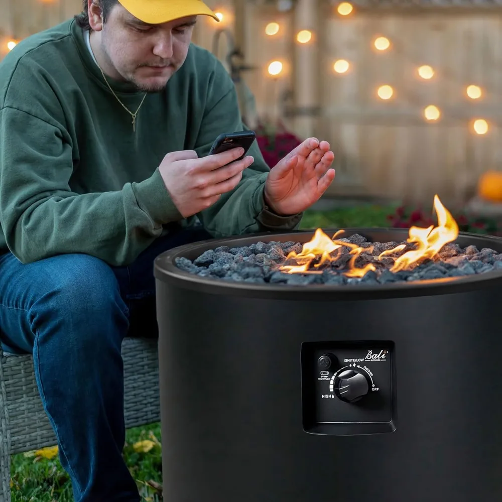 

23" Steel 50K BTU Smokeless Propane Gas Fire Pit Round Outdoor Backyard Heating Fireplace for Patios, Decks, and Porches