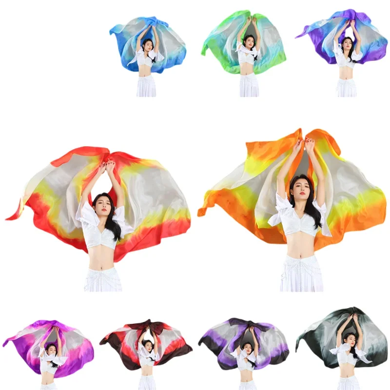 Hand-Made Belly Dance Silk Scarf Veils Gradual Colors Professional Oriental Dancer Stage Performance Show Props Worship Praise