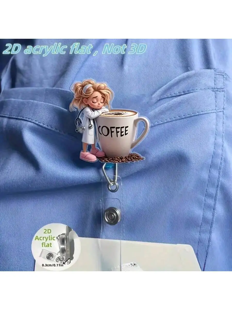 Bobina per badge retrattile con design da infermiera da 1 pezzo: porta documenti in acrilico resistente per infermieri, impiegati e studenti