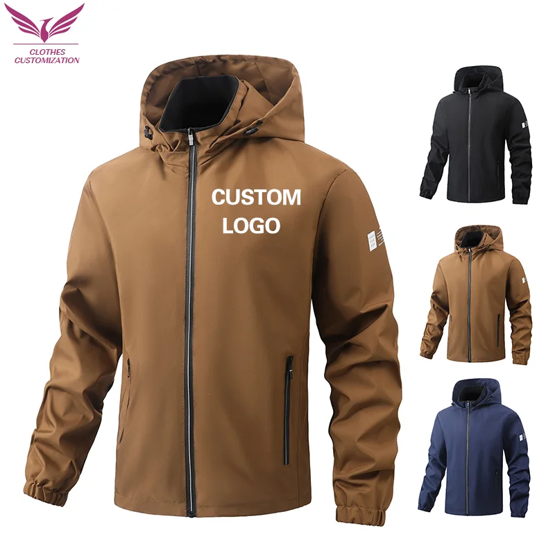 Custom your logo men's spring and autumn jackets outdoor hiking sports Hooded casual zip-up Jacket Personality Customization