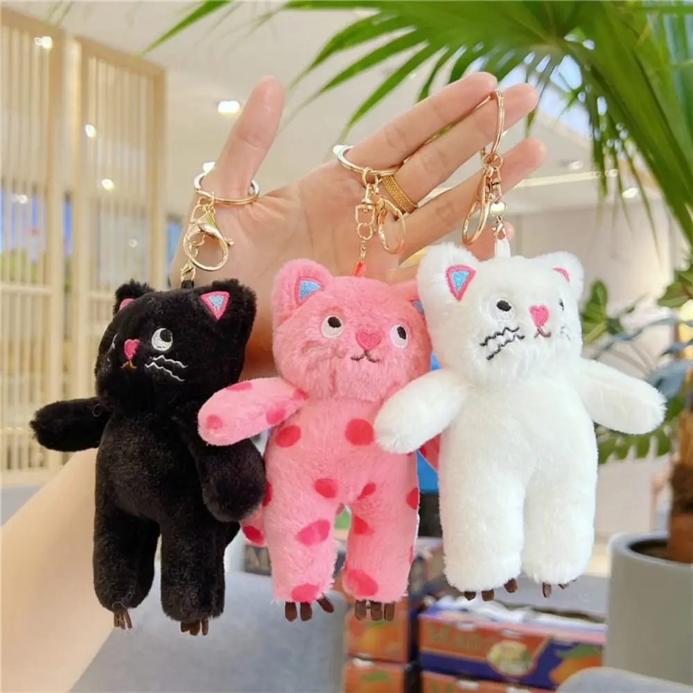 

Black Cat Dotted Cat Doll Pendent Dotted Cat Soft Stuffed Animal Keychain Lovely Bag Charm Cat Plush Doll Keychain Girls