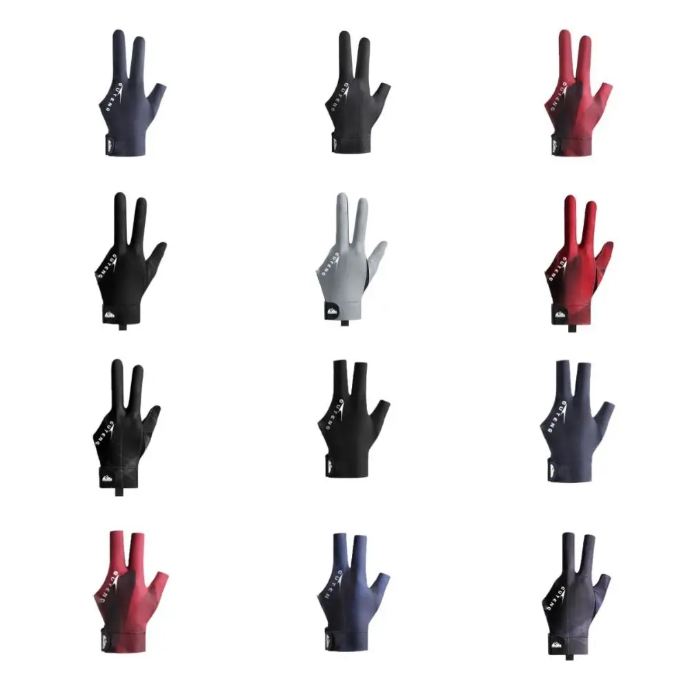 اليد اليسرى قفازات البلياردو المضادة للعرق مقاومة للاهتراء ثلاثة أصابع قفازات عدم الانزلاق مرونة البلياردو قفازات التدريب رجل